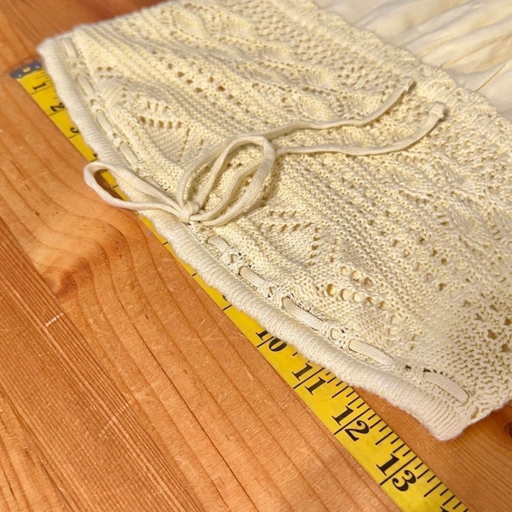 Hollister Y2K Coquette Butter Yellow Tube Top Small Crochet Knit Smocked Bow - Picture 2 of 6